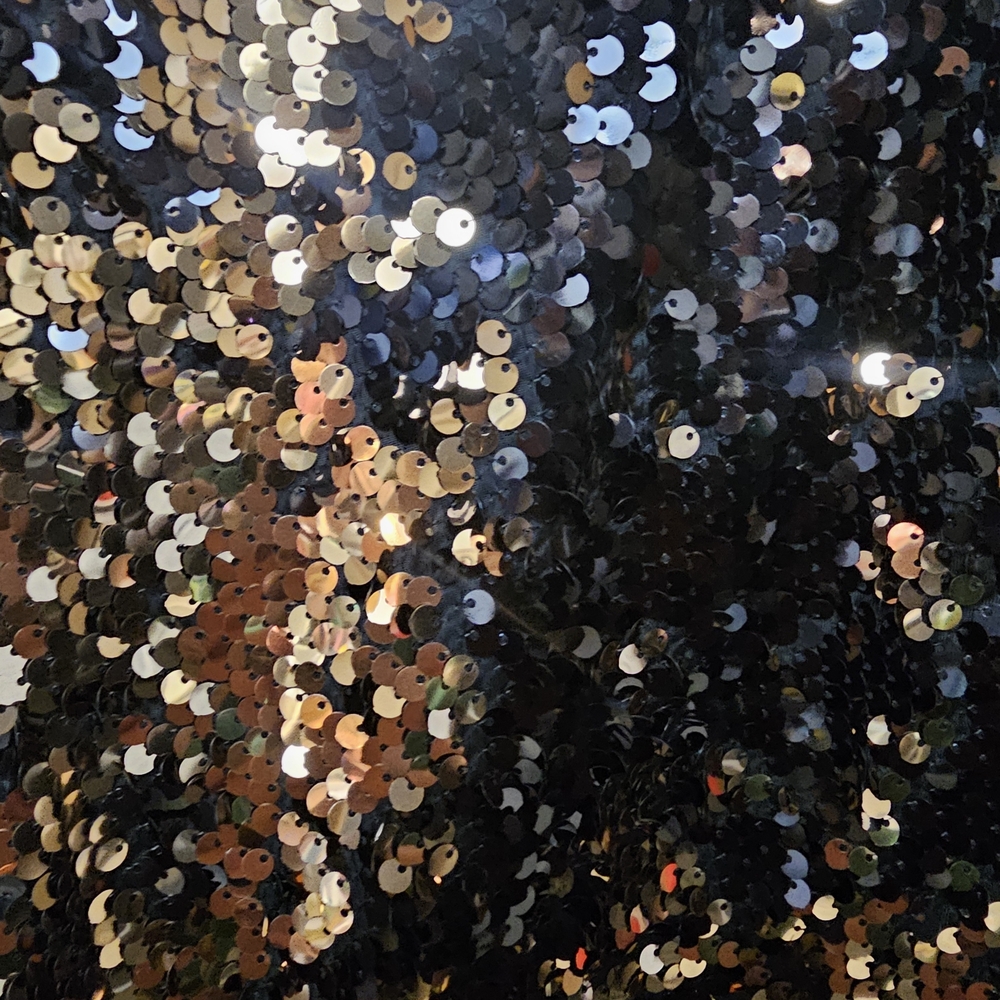 Aqua Black and Gold Sequin One Shoulder Dress - Picture 4 of 5